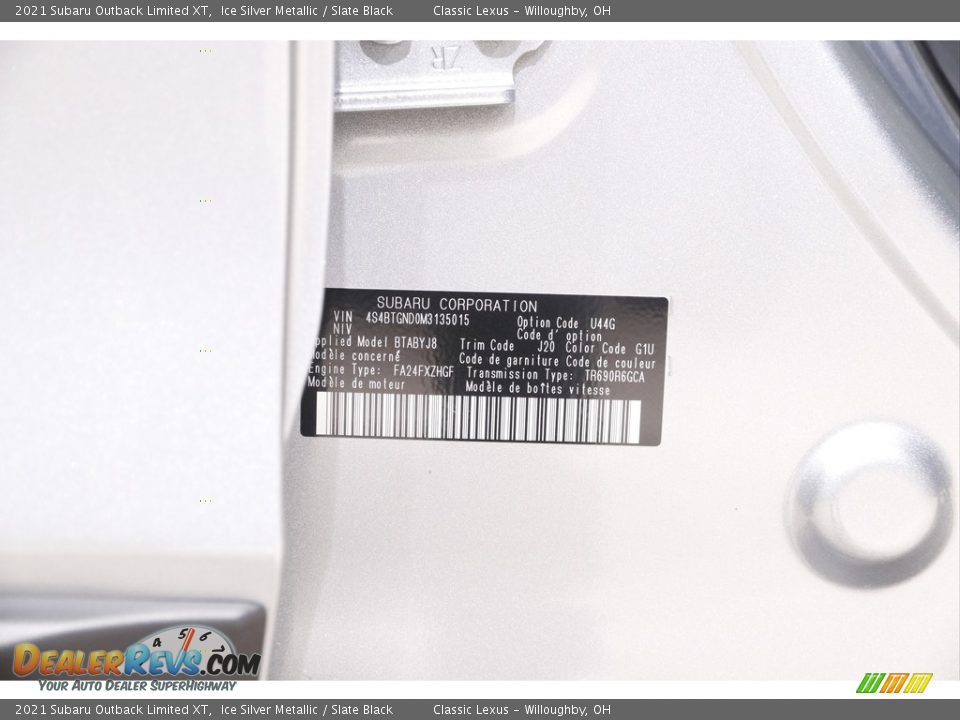 2021 Subaru Outback Limited XT Ice Silver Metallic / Slate Black Photo #24