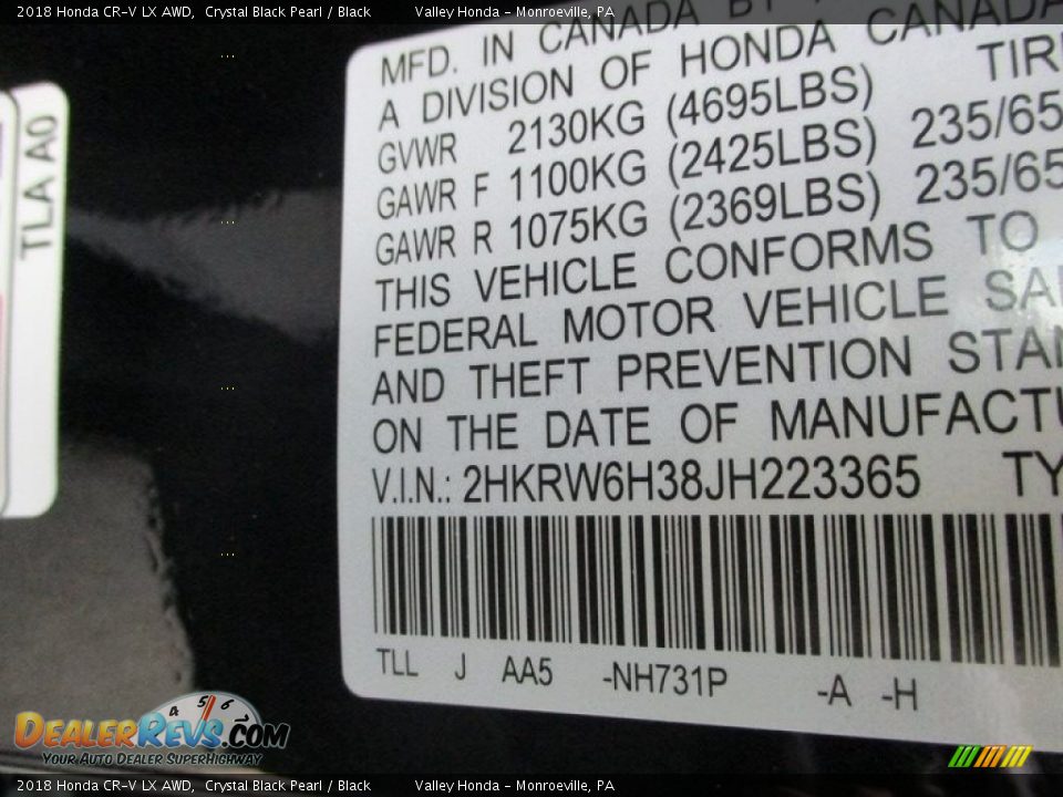2018 Honda CR-V LX AWD Crystal Black Pearl / Black Photo #19