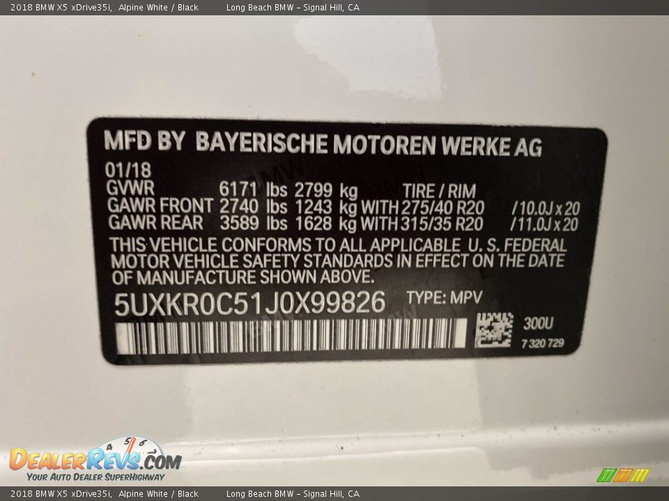 2018 BMW X5 xDrive35i Alpine White / Black Photo #36