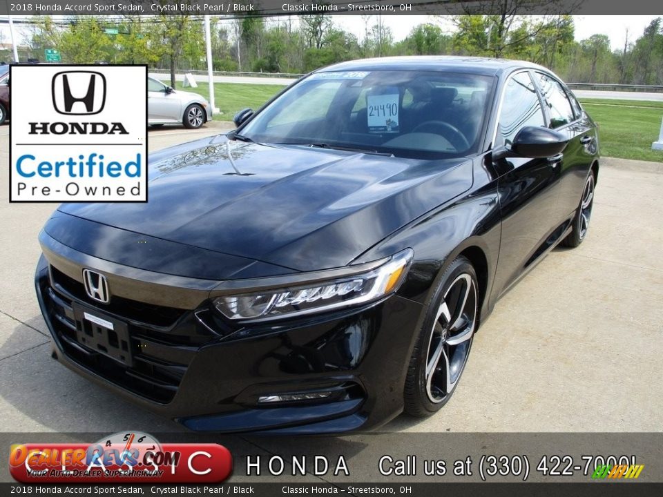 2018 Honda Accord Sport Sedan Crystal Black Pearl / Black Photo #1