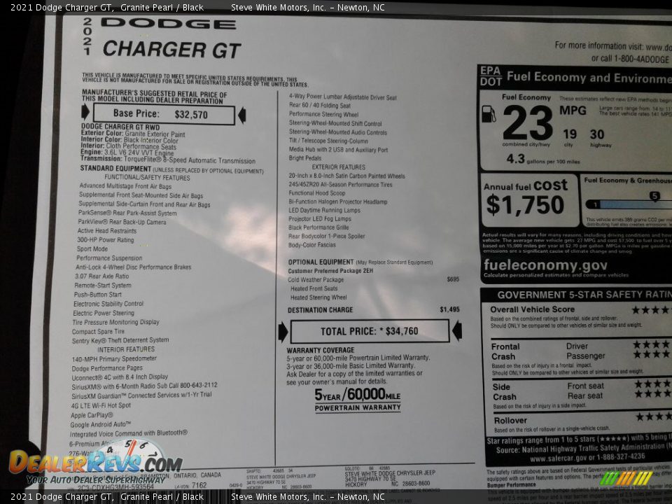 2021 Dodge Charger GT Granite Pearl / Black Photo #27