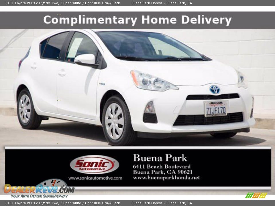 2013 Toyota Prius c Hybrid Two Super White / Light Blue Gray/Black Photo #1