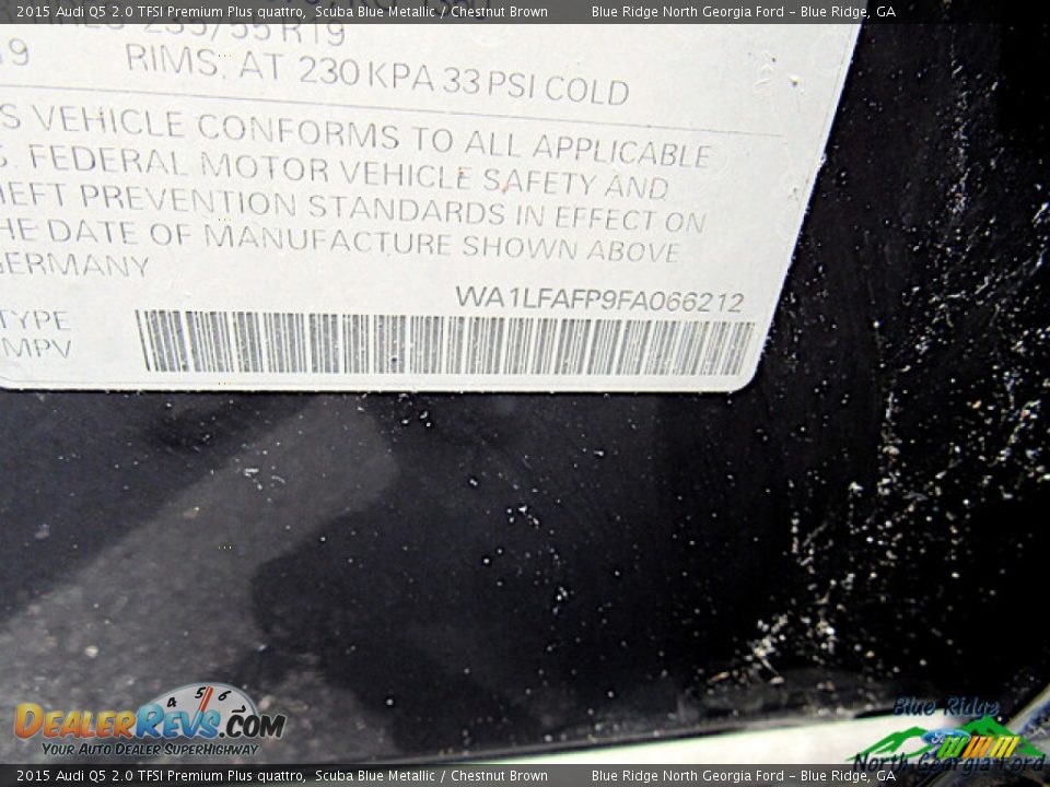 2015 Audi Q5 2.0 TFSI Premium Plus quattro Scuba Blue Metallic / Chestnut Brown Photo #24
