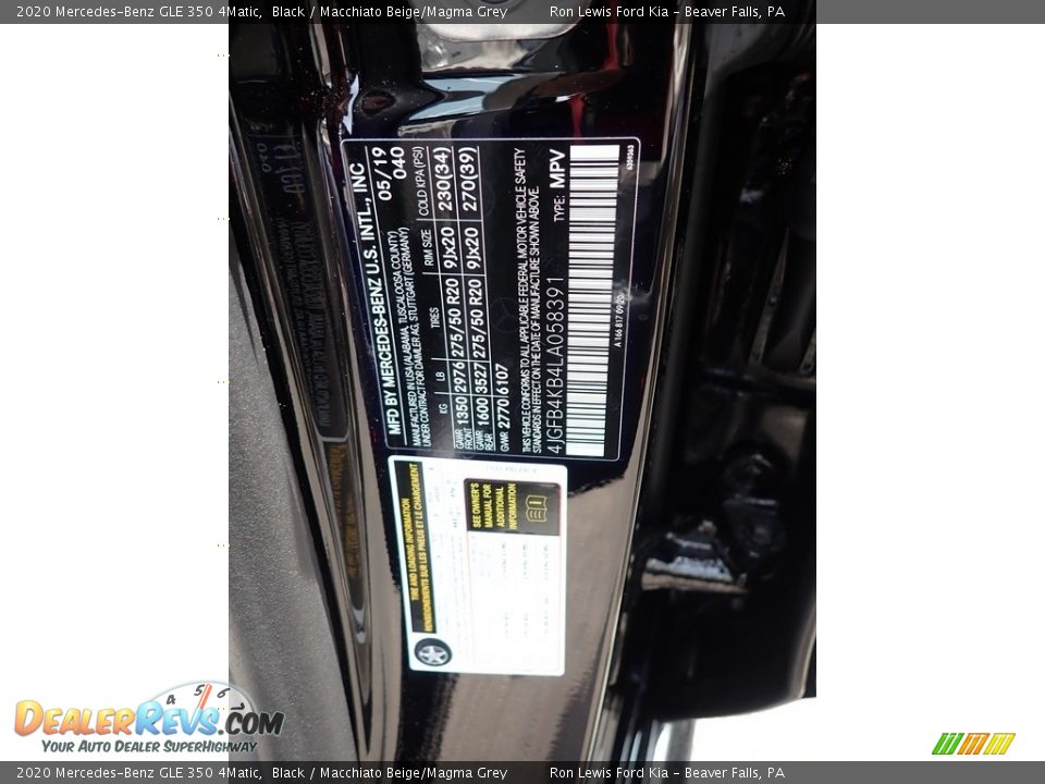 2020 Mercedes-Benz GLE 350 4Matic Black / Macchiato Beige/Magma Grey Photo #16