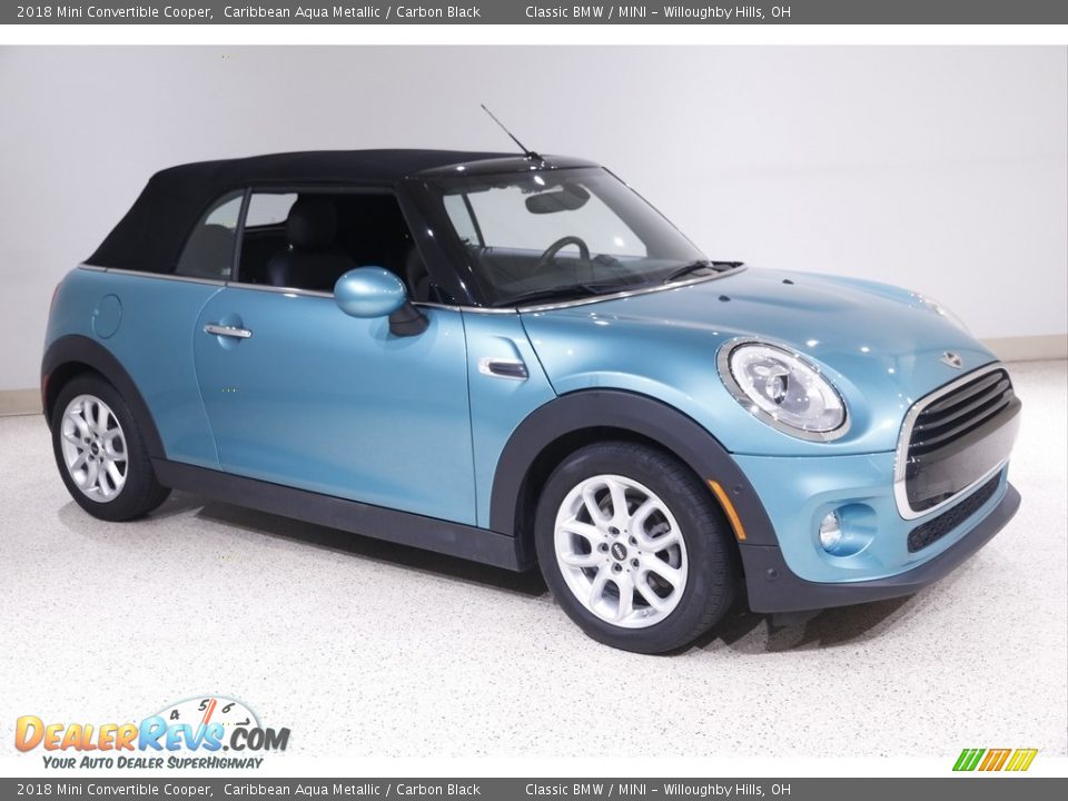 2018 Mini Convertible Cooper Caribbean Aqua Metallic / Carbon Black Photo #3