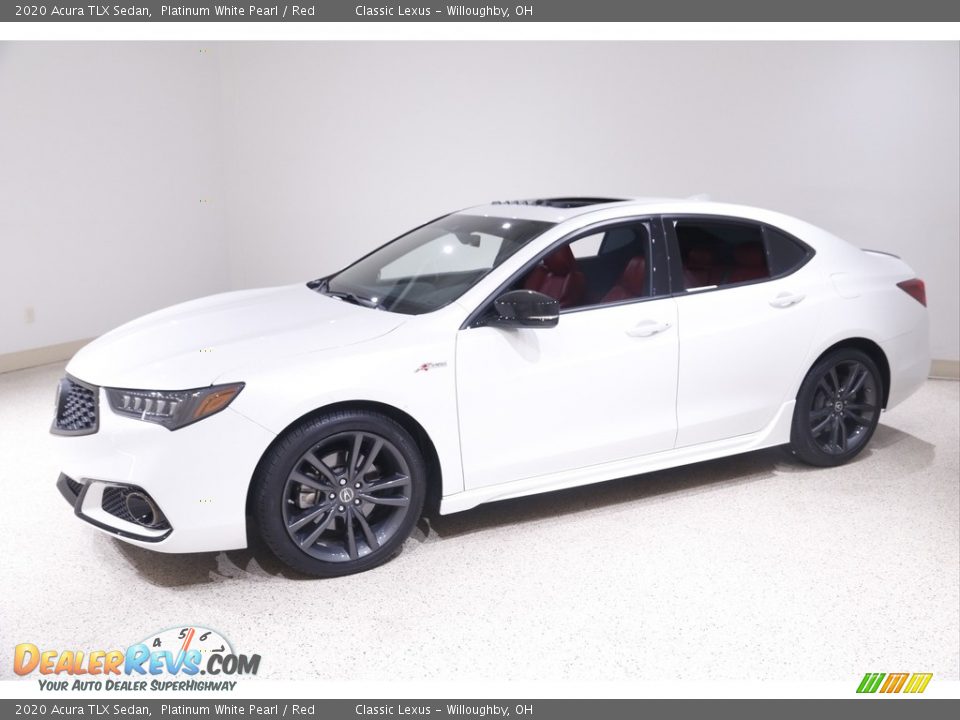 2020 Acura TLX Sedan Platinum White Pearl / Red Photo #3