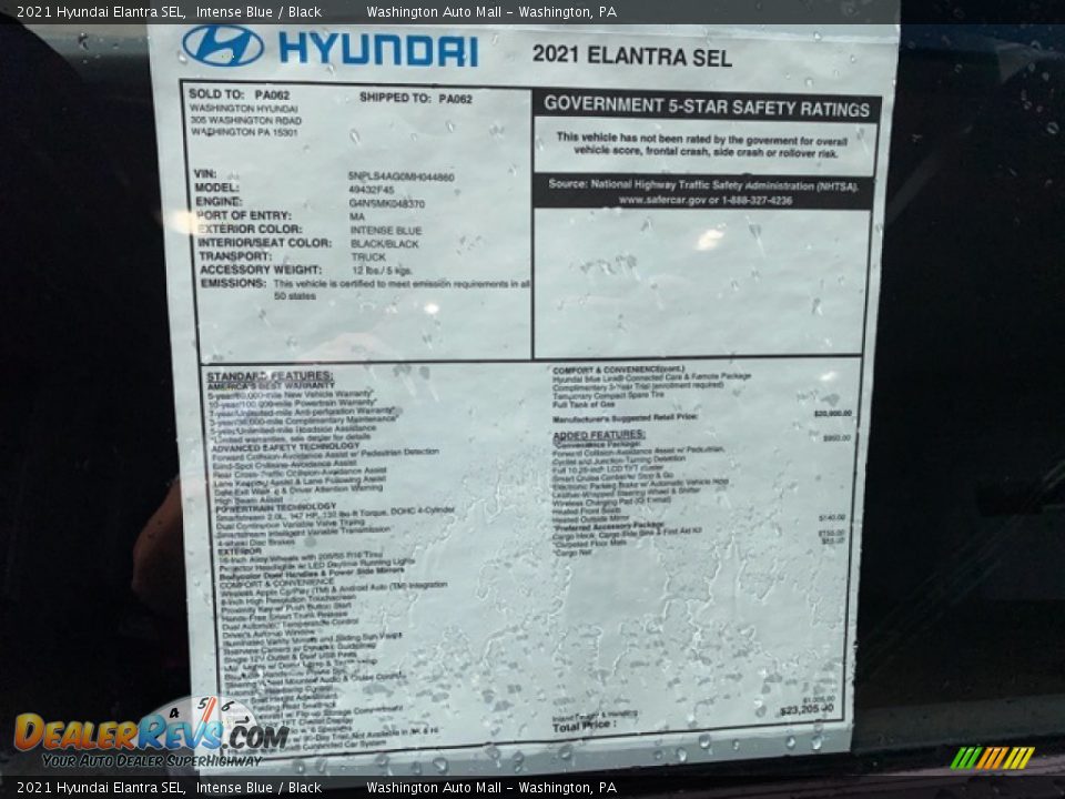 2021 Hyundai Elantra SEL Window Sticker Photo #5