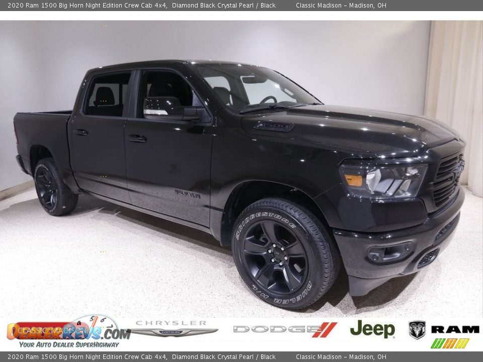 2020 Ram 1500 Big Horn Night Edition Crew Cab 4x4 Diamond Black Crystal Pearl / Black Photo #1