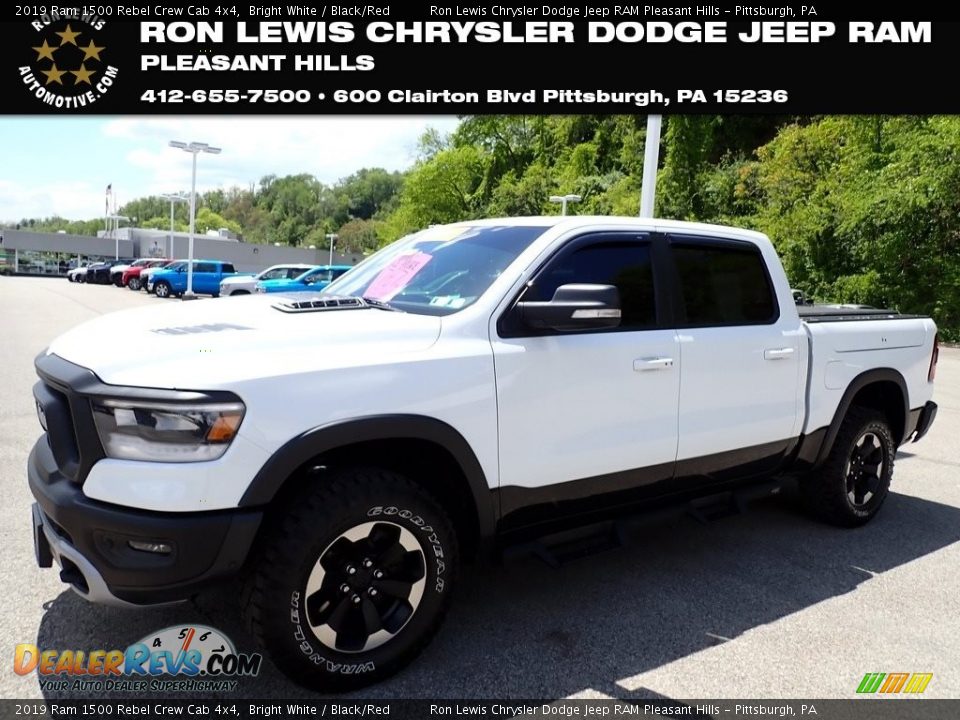 2019 Ram 1500 Rebel Crew Cab 4x4 Bright White / Black/Red Photo #1