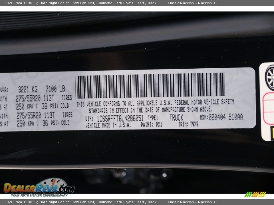 2020 Ram 1500 Big Horn Night Edition Crew Cab 4x4 Diamond Black Crystal Pearl / Black Photo #22