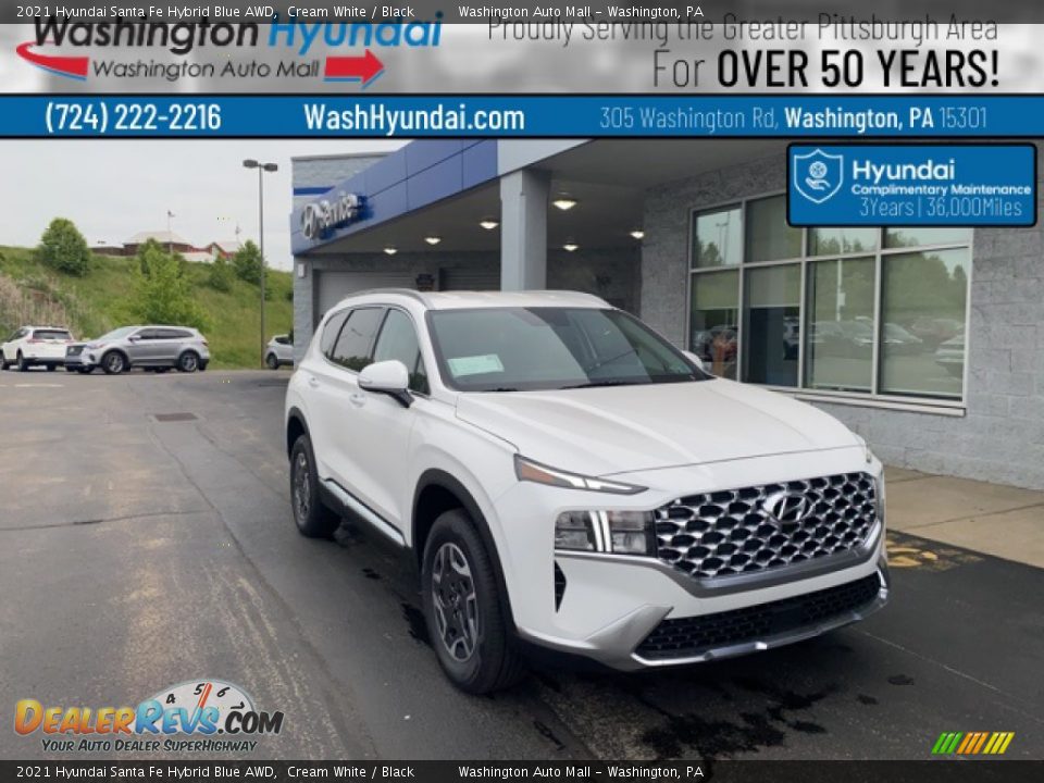 2021 Hyundai Santa Fe Hybrid Blue AWD Cream White / Black Photo #1