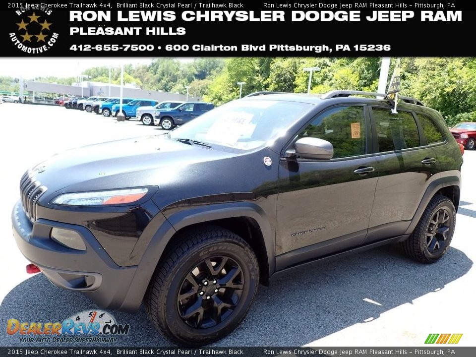 2015 Jeep Cherokee Trailhawk 4x4 Brilliant Black Crystal Pearl / Trailhawk Black Photo #1