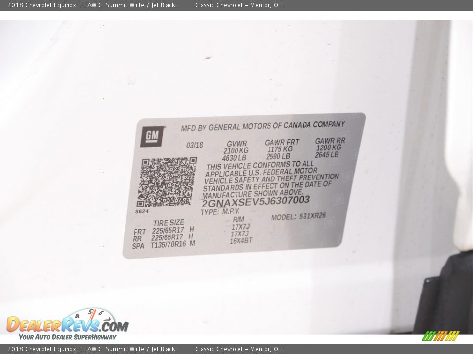 2018 Chevrolet Equinox LT AWD Summit White / Jet Black Photo #18