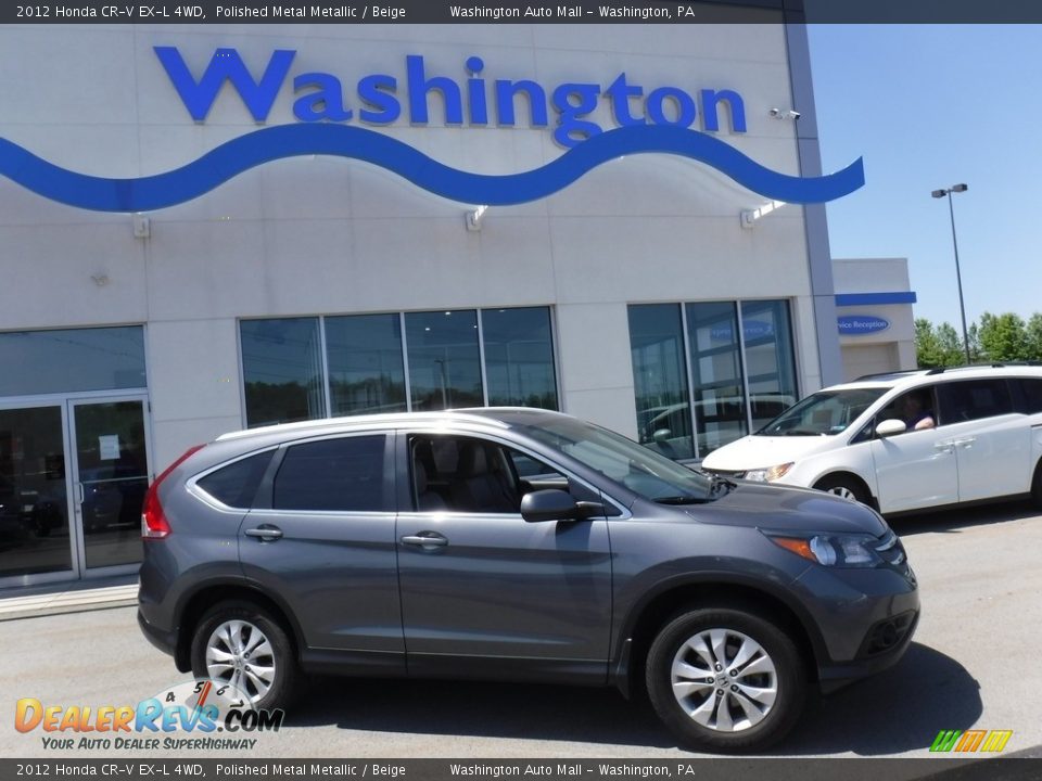 2012 Honda CR-V EX-L 4WD Polished Metal Metallic / Beige Photo #2