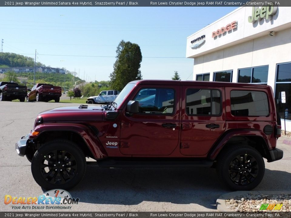 2021 Jeep Wrangler Unlimited Sahara 4xe Hybrid Snazzberry Pearl / Black Photo #9