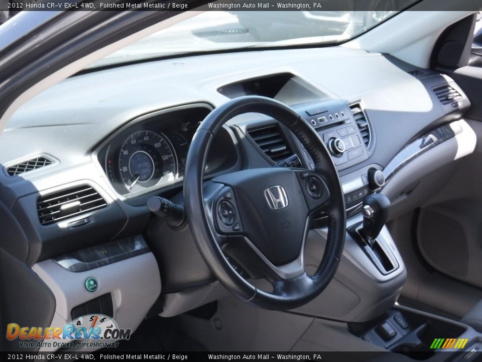 2012 Honda CR-V EX-L 4WD Polished Metal Metallic / Beige Photo #14