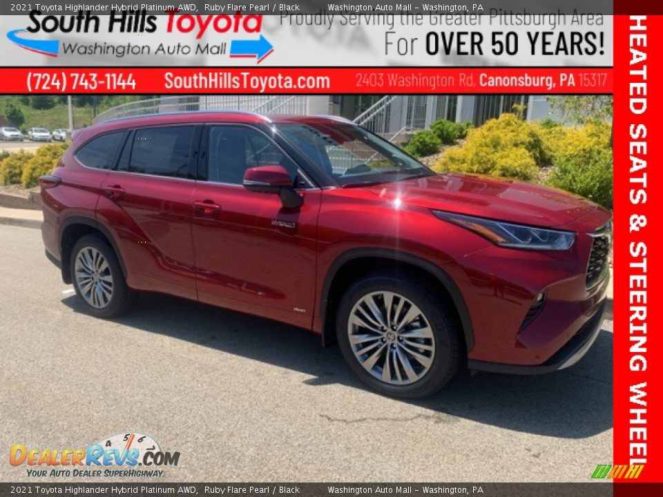 2021 Toyota Highlander Hybrid Platinum AWD Ruby Flare Pearl / Black Photo #1