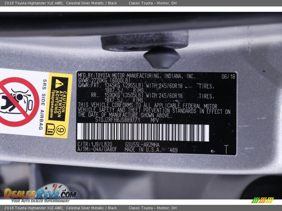 2018 Toyota Highlander XLE AWD Celestial Silver Metallic / Black Photo #20