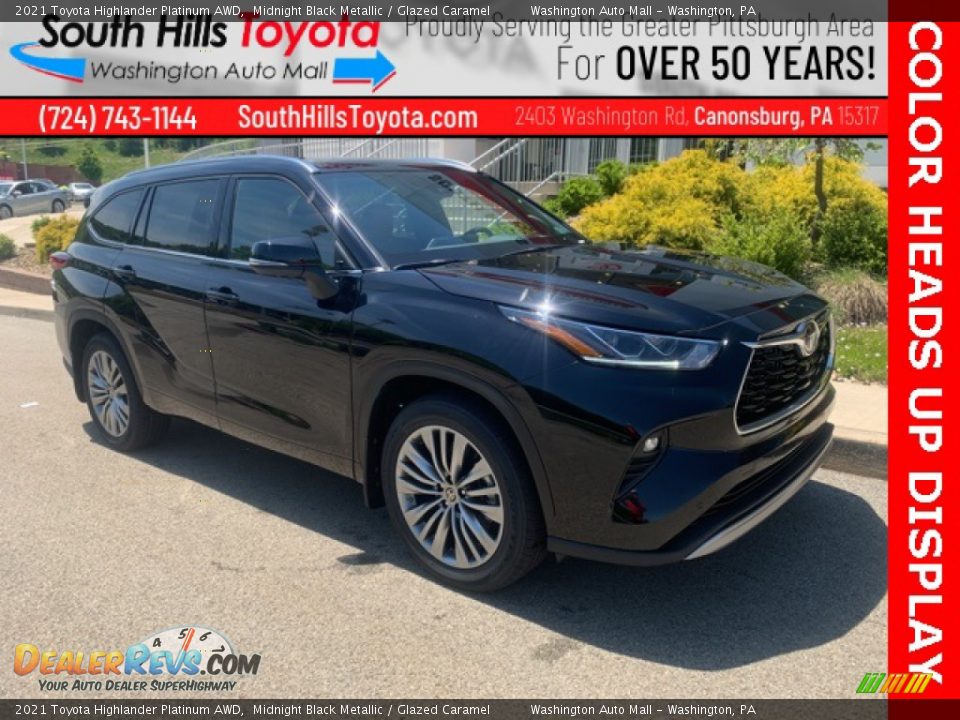 2021 Toyota Highlander Platinum AWD Midnight Black Metallic / Glazed Caramel Photo #1