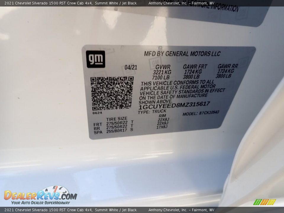 2021 Chevrolet Silverado 1500 RST Crew Cab 4x4 Summit White / Jet Black Photo #17