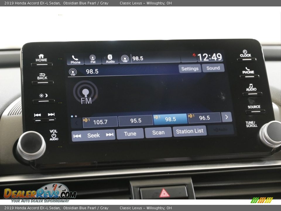 2019 Honda Accord EX-L Sedan Obsidian Blue Pearl / Gray Photo #10