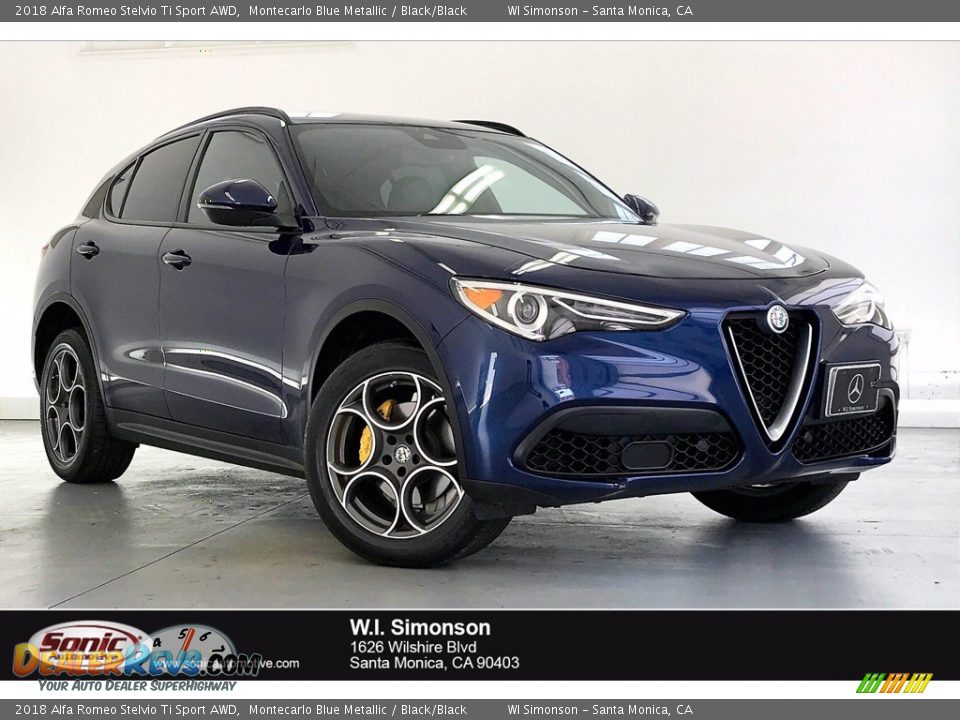 2018 Alfa Romeo Stelvio Ti Sport AWD Montecarlo Blue Metallic / Black/Black Photo #1