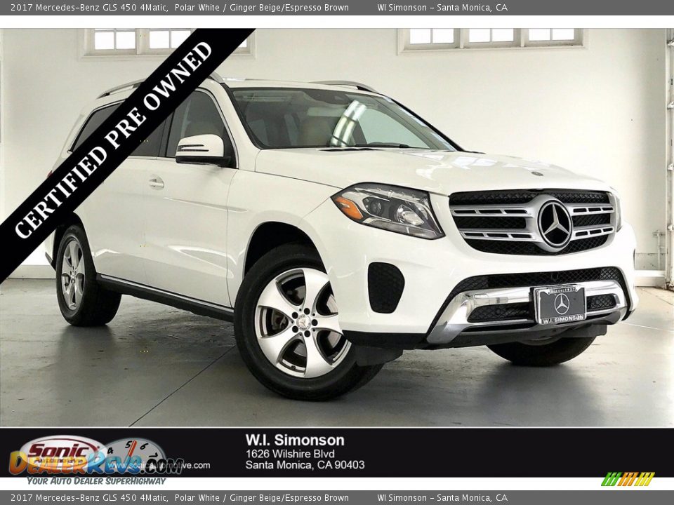 2017 Mercedes-Benz GLS 450 4Matic Polar White / Ginger Beige/Espresso Brown Photo #1