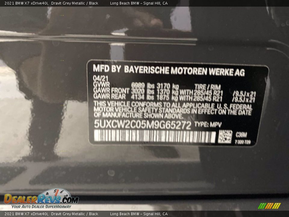 2021 BMW X7 xDrive40i Dravit Grey Metallic / Black Photo #26