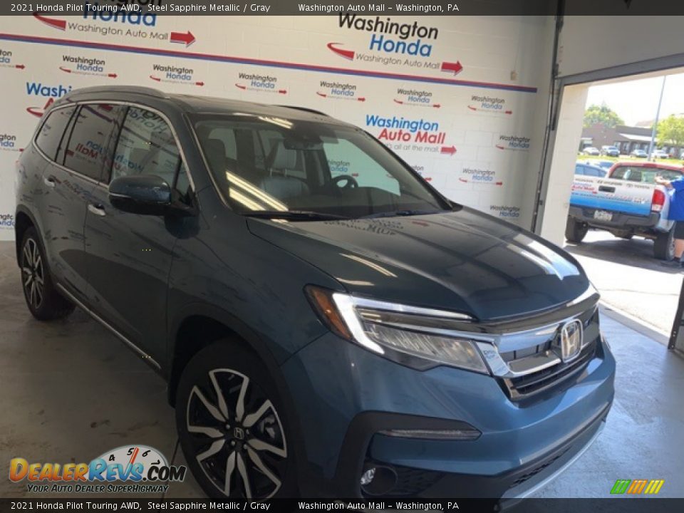 2021 Honda Pilot Touring AWD Steel Sapphire Metallic / Gray Photo #1