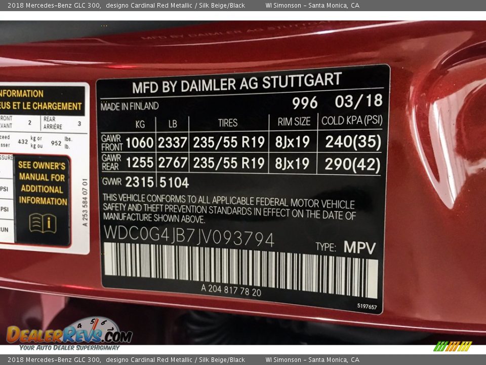 2018 Mercedes-Benz GLC 300 designo Cardinal Red Metallic / Silk Beige/Black Photo #11