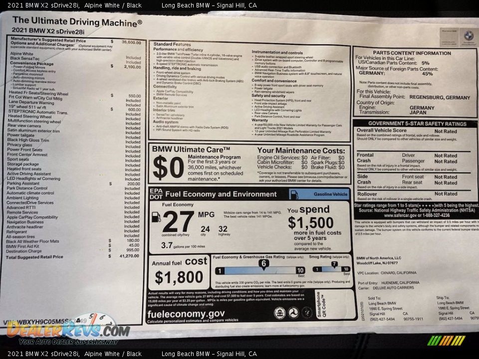 2021 BMW X2 sDrive28i Alpine White / Black Photo #25