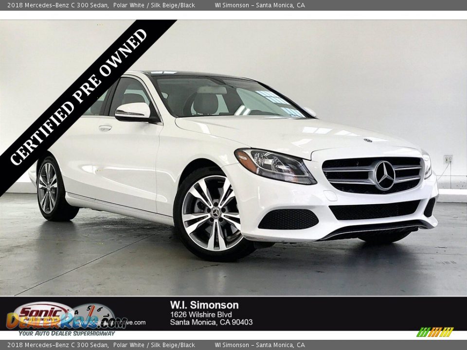 2018 Mercedes-Benz C 300 Sedan Polar White / Silk Beige/Black Photo #1