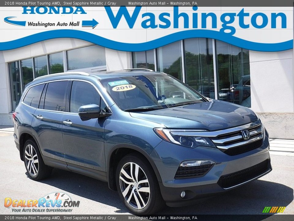 2018 Honda Pilot Touring AWD Steel Sapphire Metallic / Gray Photo #1