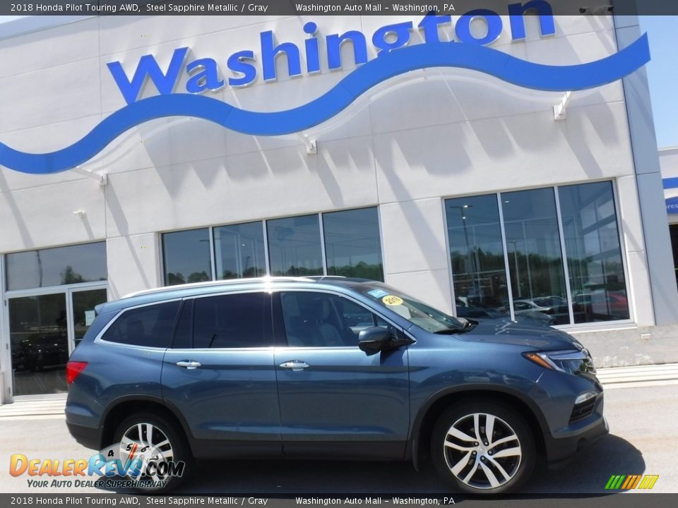 2018 Honda Pilot Touring AWD Steel Sapphire Metallic / Gray Photo #2