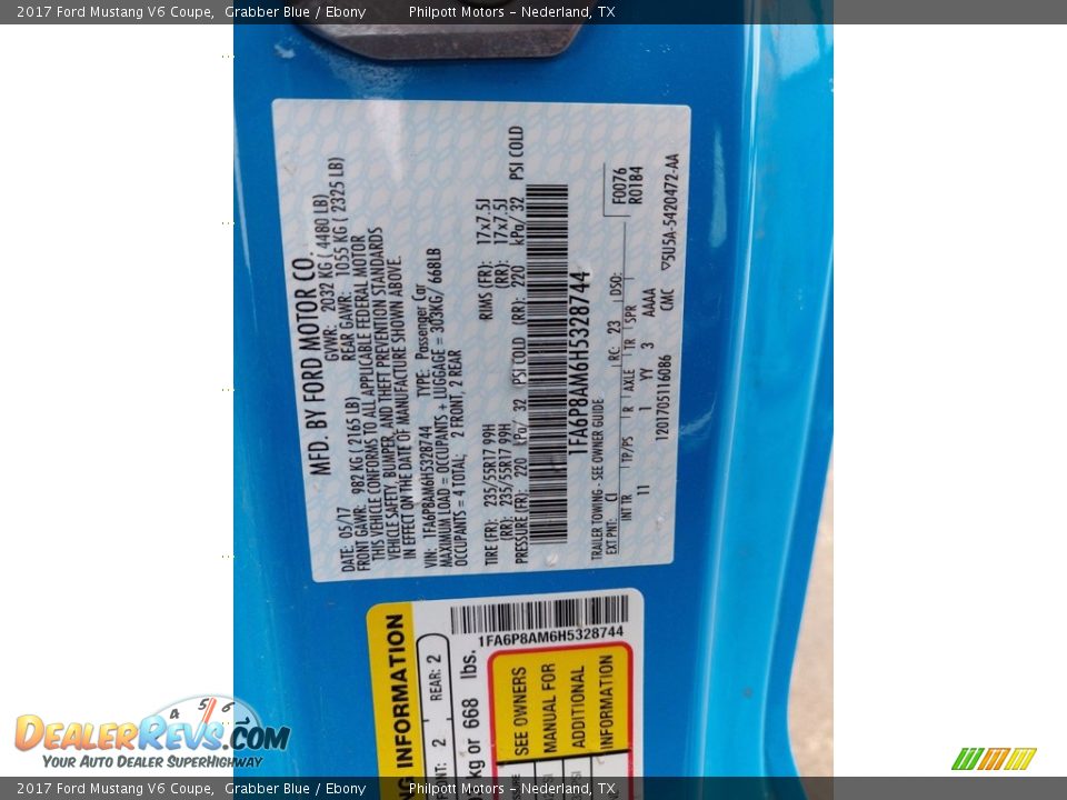 2017 Ford Mustang V6 Coupe Grabber Blue / Ebony Photo #30