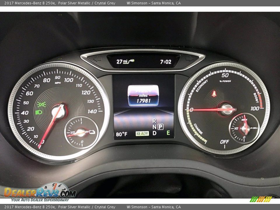 2017 Mercedes-Benz B 250e Polar Silver Metallic / Crystal Grey Photo #23