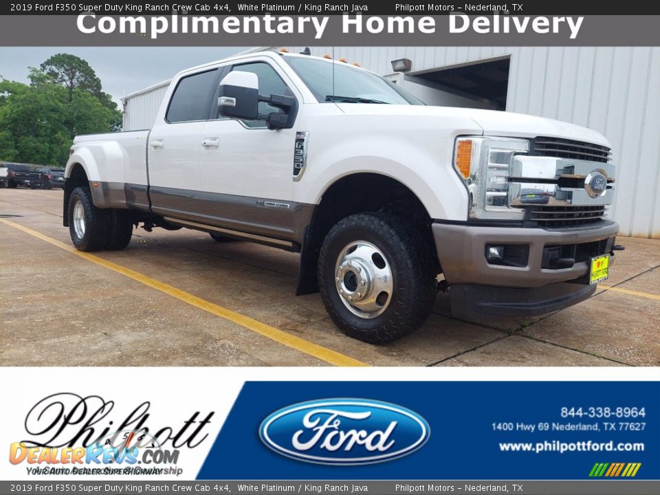 2019 Ford F350 Super Duty King Ranch Crew Cab 4x4 White Platinum / King Ranch Java Photo #1