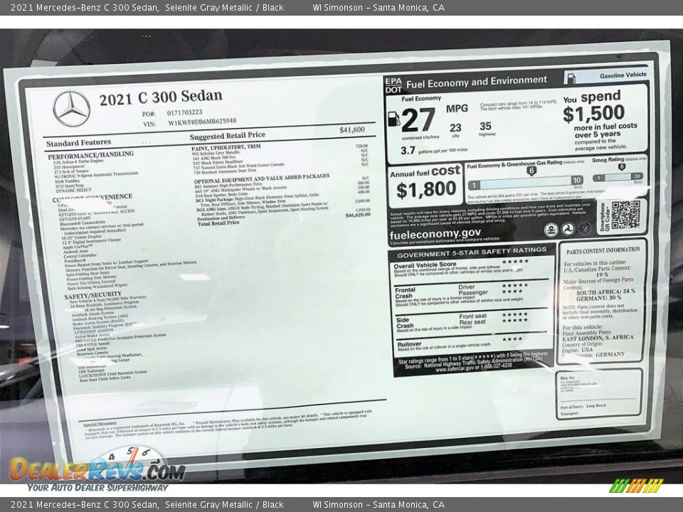 2021 Mercedes-Benz C 300 Sedan Selenite Gray Metallic / Black Photo #11