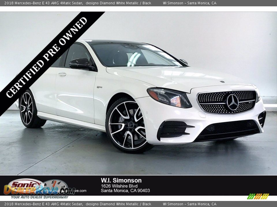 2018 Mercedes-Benz E 43 AMG 4Matic Sedan designo Diamond White Metallic / Black Photo #1