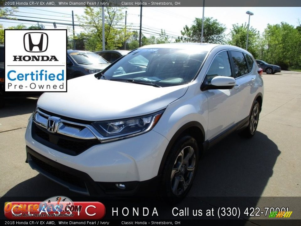 2018 Honda CR-V EX AWD White Diamond Pearl / Ivory Photo #1