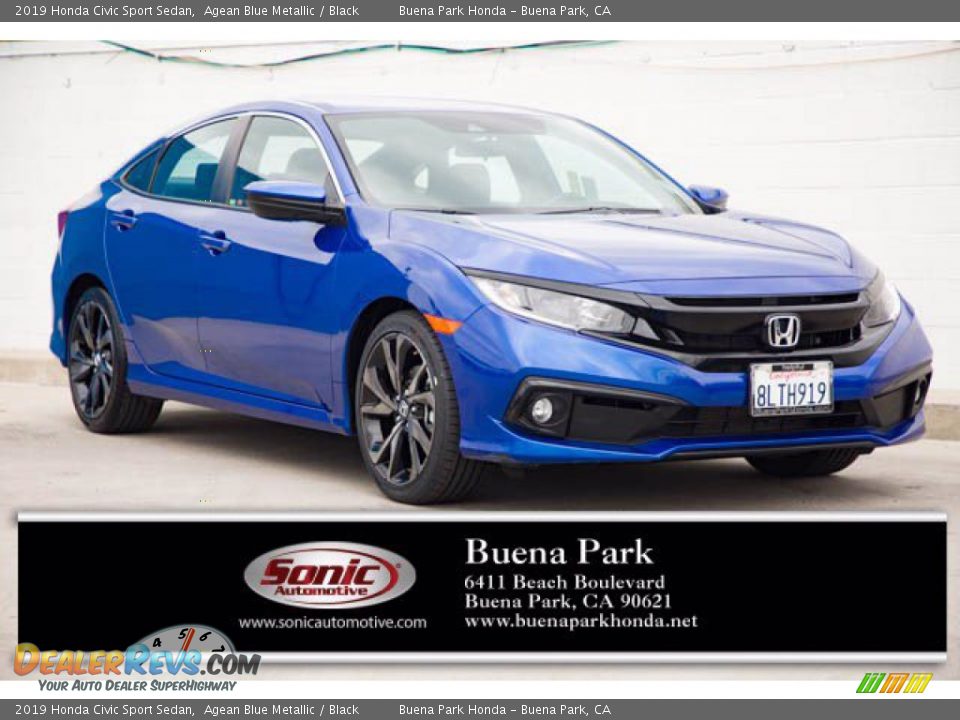 2019 Honda Civic Sport Sedan Agean Blue Metallic / Black Photo #1