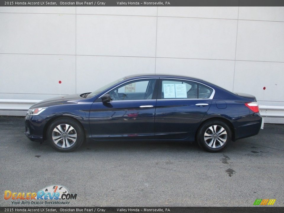 2015 Honda Accord LX Sedan Obsidian Blue Pearl / Gray Photo #2