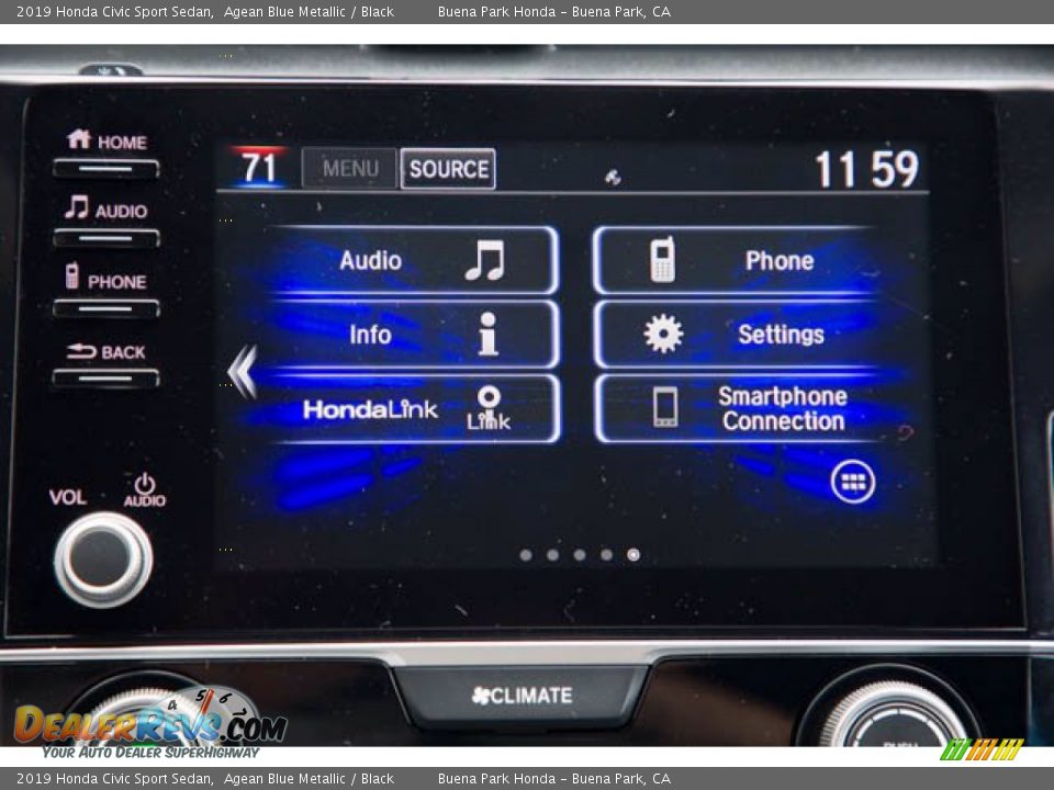 2019 Honda Civic Sport Sedan Agean Blue Metallic / Black Photo #25