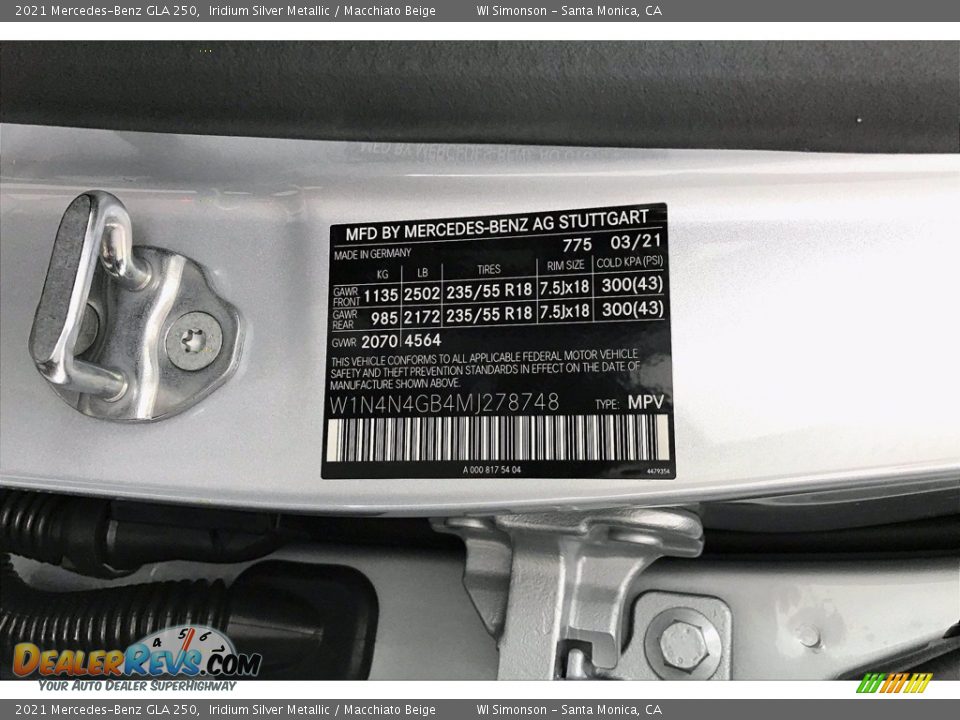 2021 Mercedes-Benz GLA 250 Iridium Silver Metallic / Macchiato Beige Photo #11