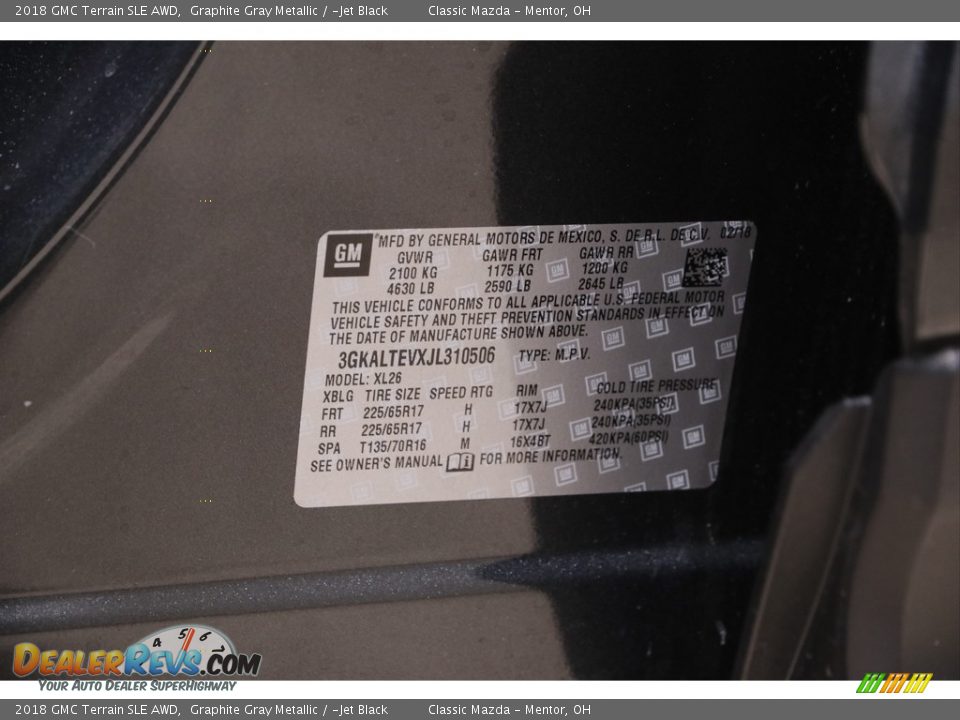 2018 GMC Terrain SLE AWD Graphite Gray Metallic / ­Jet Black Photo #18