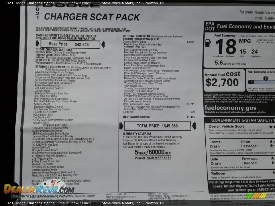 2021 Dodge Charger Daytona Window Sticker Photo #27