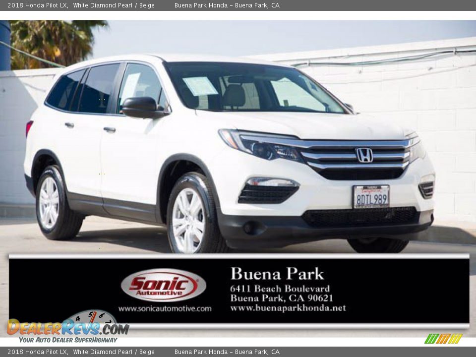 2018 Honda Pilot LX White Diamond Pearl / Beige Photo #1