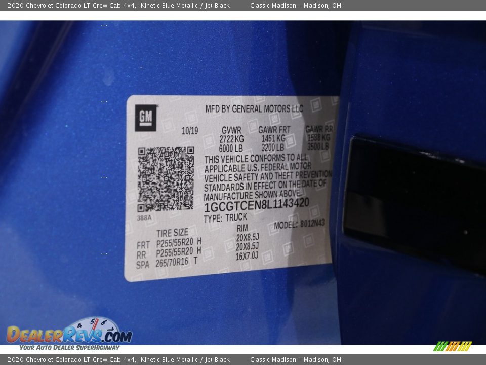 2020 Chevrolet Colorado LT Crew Cab 4x4 Kinetic Blue Metallic / Jet Black Photo #21