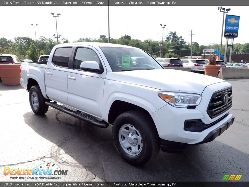 2019 Toyota Tacoma SR Double Cab Super White / Cement Gray Photo #10