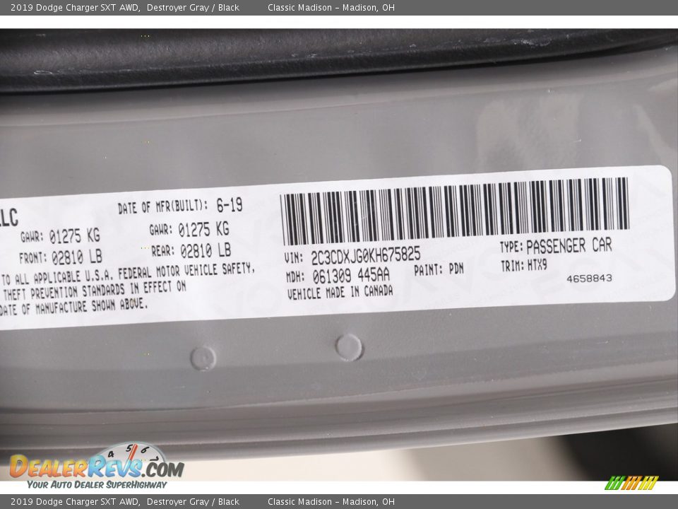 2019 Dodge Charger SXT AWD Destroyer Gray / Black Photo #20